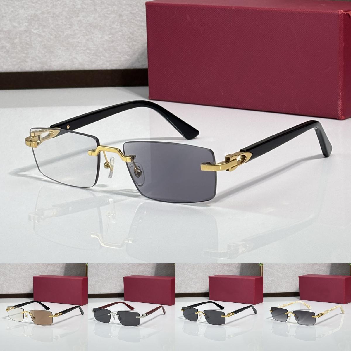 Gradient Designer Sunglasses For Women Mens Brown Wooden Fashion Sunglass Metal Rimless Brand Rectangle Buffalo Horn Glasses Goggle Square Eyeglasse