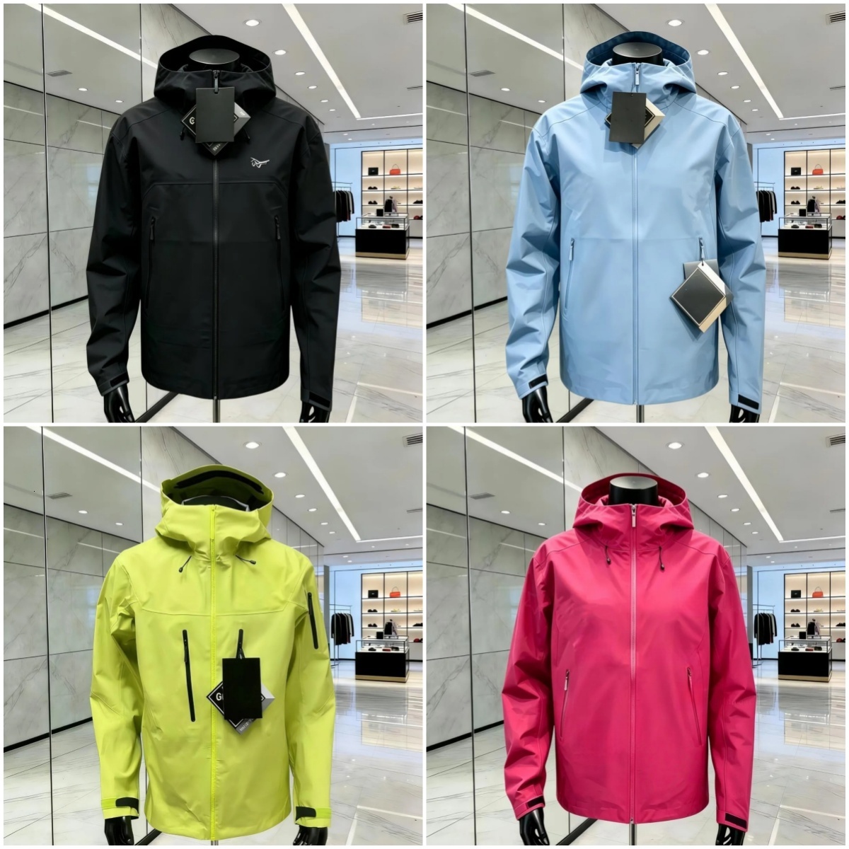 Men Women Gore-Tex Hard Shell Ski Jacket Waterproof Windproof Hooded Zip Up Windbreaker High End Designer Trendy Arcs Outdoor Coat