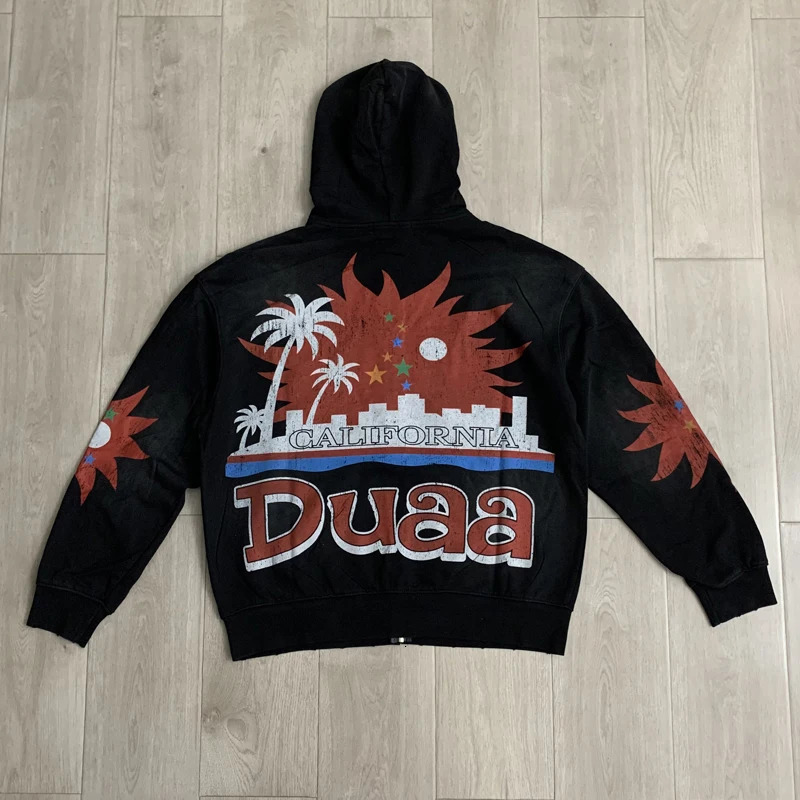 2026 Mens High Street Streetwear Letter Printed DUAA Hooded Sweatshirt American Style Quality Duaa 260630BANJIA