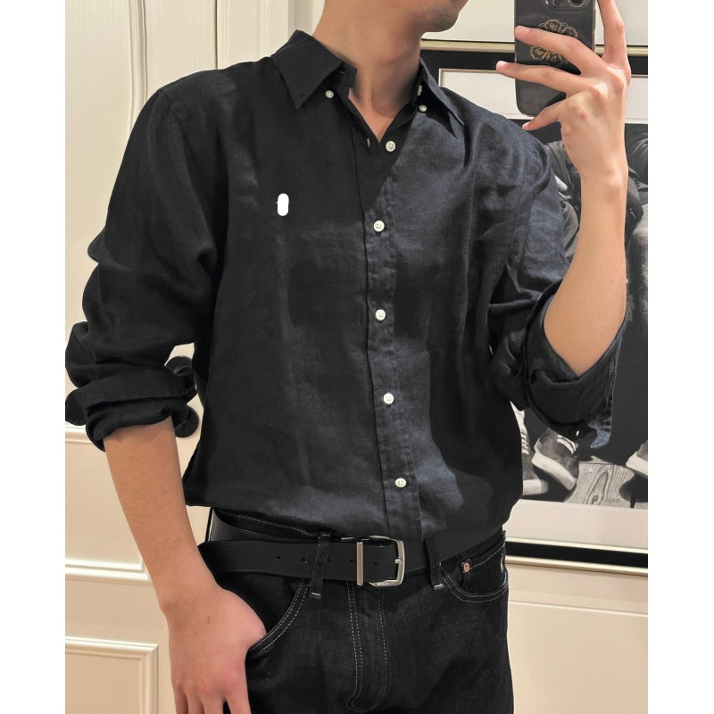 Men's Designer Pony Linen Shirt Casual Breathable Button Up Tops Classic Small Horse Embroidered Fashion Shirt Summer Q260917
