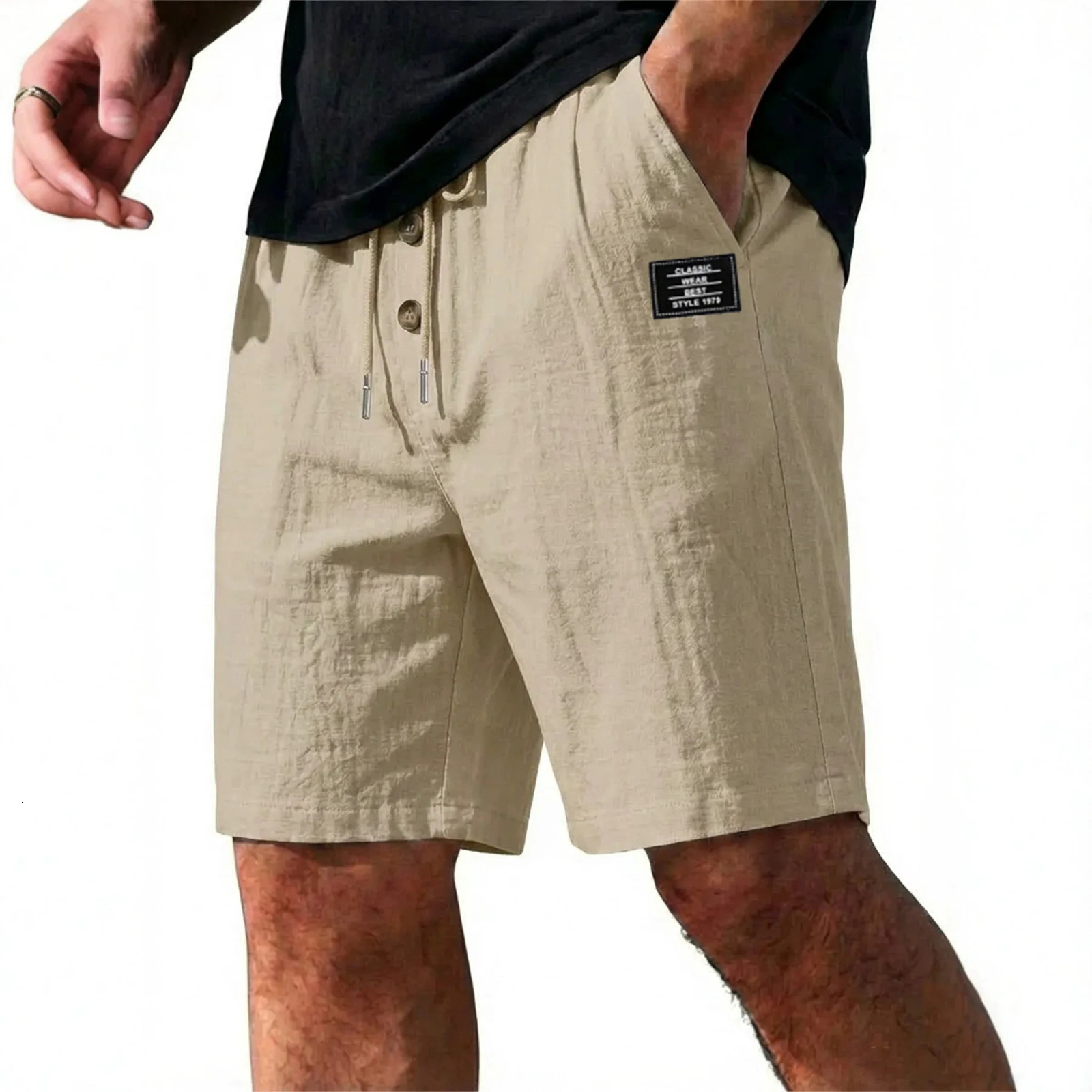 Mens Cotton Linen Shorts Pants Male Summer Breathable Solid Color Trousers Beach Fitness Streetwear 260708BANJIA