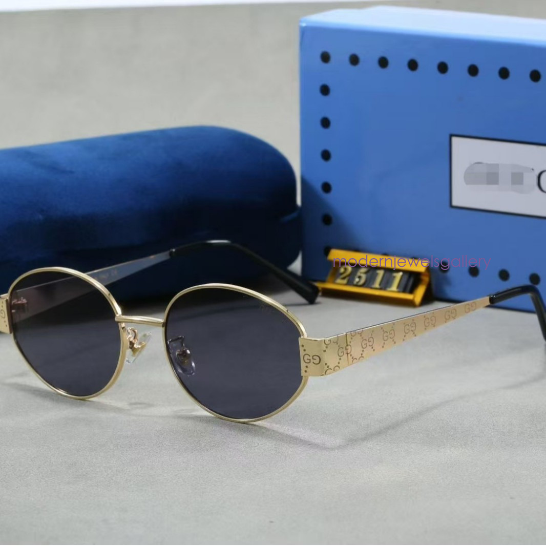 GG luxury Designer Sunglasses latest metal oval frame fashion men popular on versatile for women trendy sunglasses