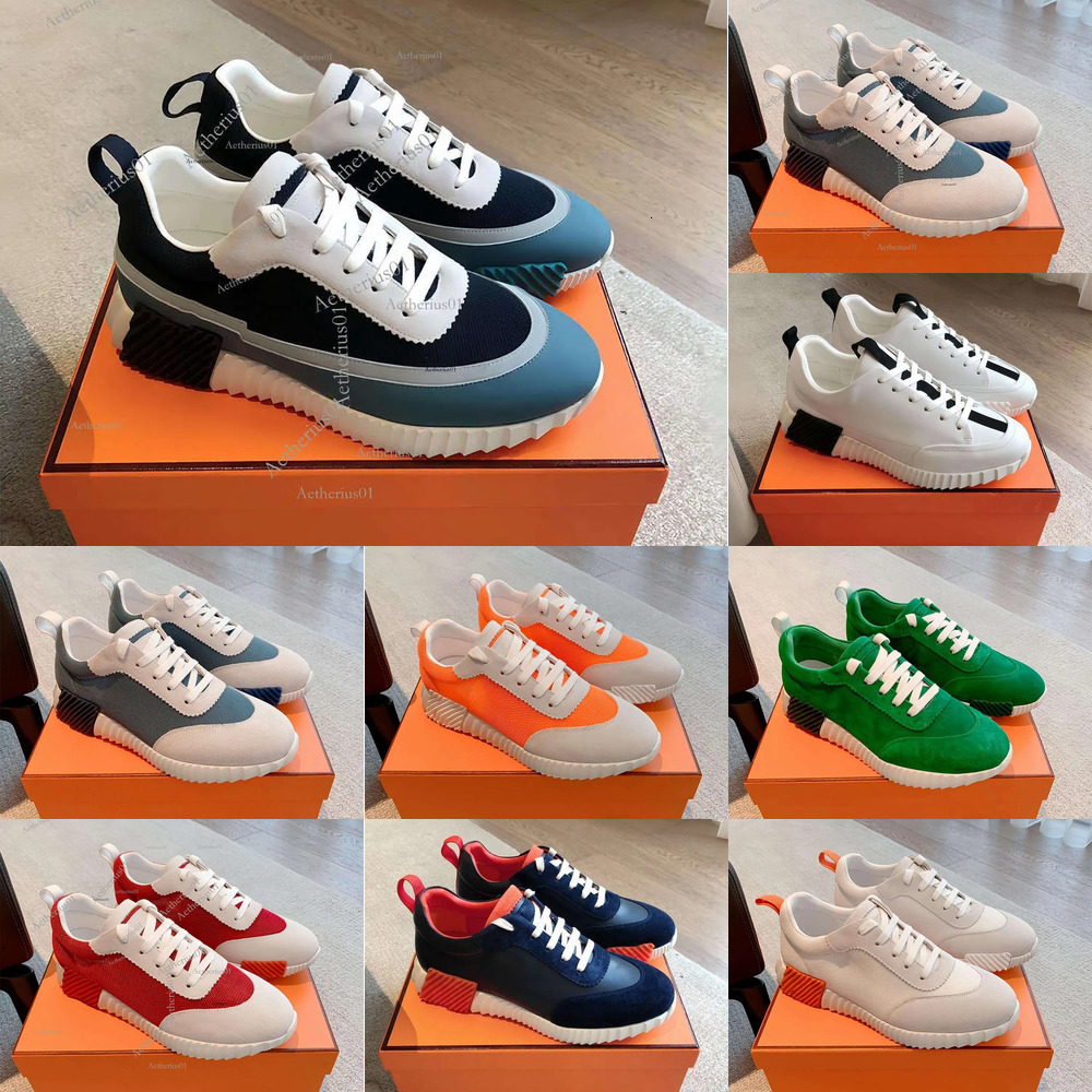 luxury designer shoes Mesh Running Shoe Bouncing Designer Sneakers Suede Breathable Men Bounce Sneaker Non Slip Rubber Sole Flat Train Superior qual