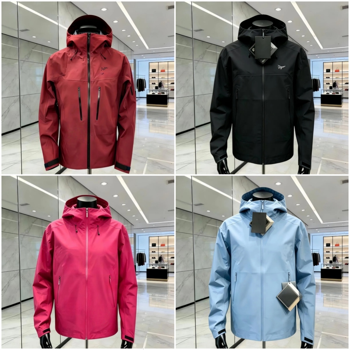 Men Women Gore-Tex Hard Shell Ski Jacket Waterproof Windproof Hooded Zip Up Windbreaker High End Designer Trendy Arcs Outdoor Coat