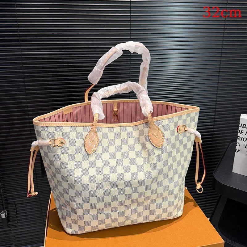 10A Luxury Designer Checkered Tote Bag Womens Large Capacity Canvas Shoulder Handbag with Clutch Pouch Classic Casual Shopping Lady Purse Multi Colo