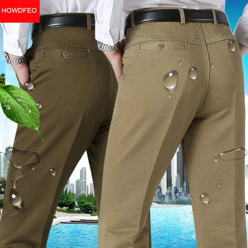 Arrival 100 Cotton Summer Autumn Mens Casual Pants Fashion Solid Black Beige Gentle Thicken Trousers Smart Suit Pant 260709BJ