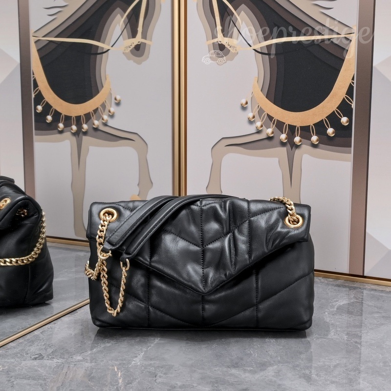 2026 High Quality Handmade Designer-inspired Padded Quilted Chain Handbag, Anti-tarnish Metal Logo Hardware, Versatile Vintage Shoulder Bag For A