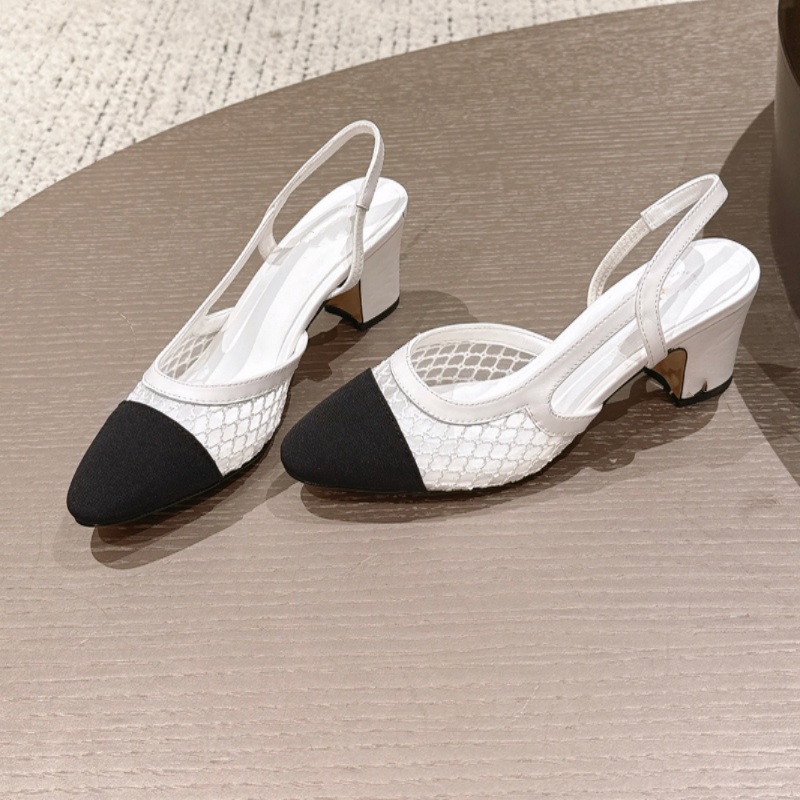 Chaussures pour femmes classiques à bride en maille bicolore fabriquées à la main de haute qualité, avec semelle antidérapante et talons hauts à