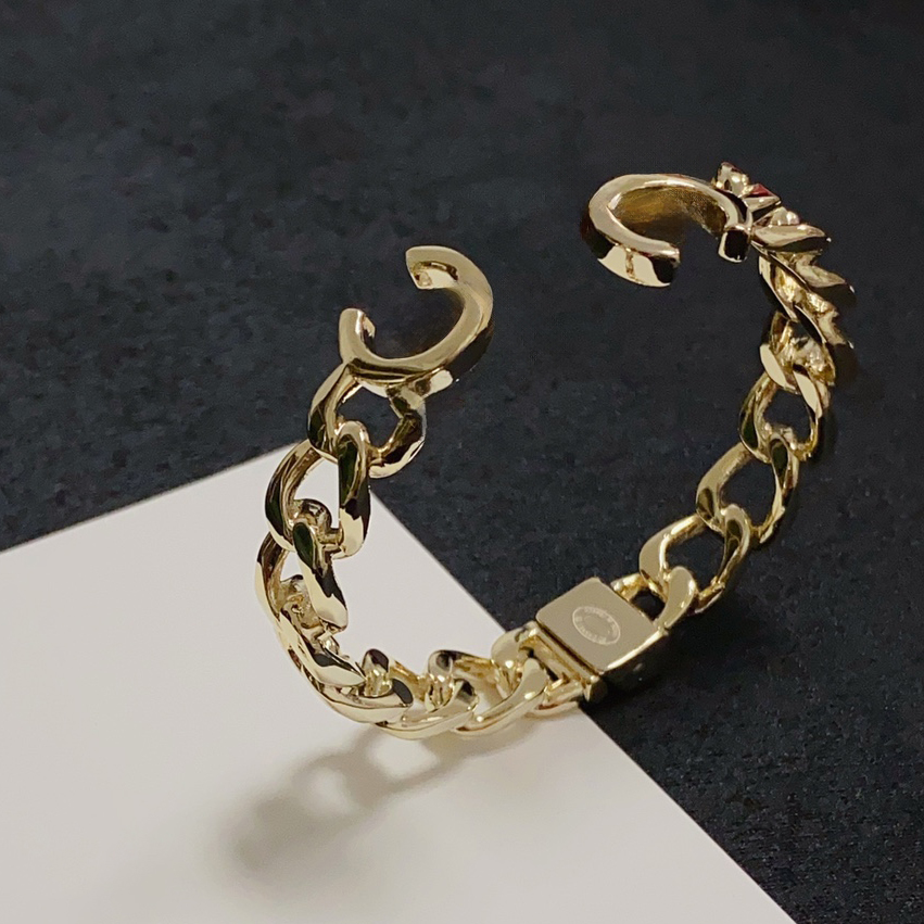 high quality 1:1 CC bracelet Stainless Steel 14K Gold Plated hollow out Bracelets Designer open bracelet Bangle without box