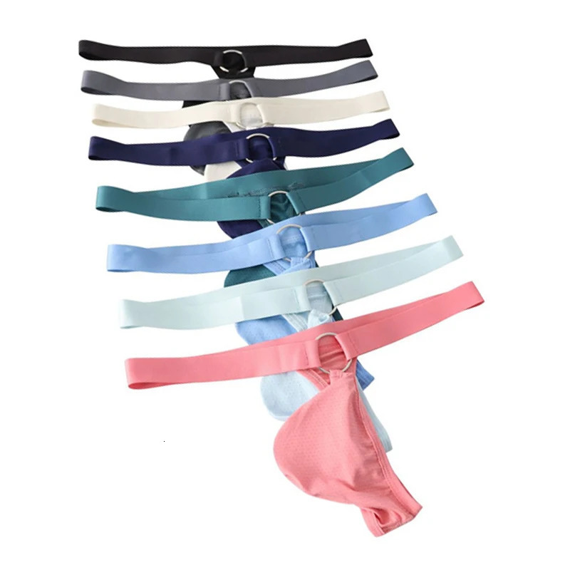 8PCS Sexy Men Thongs Summer Underwear U Convex Thin Breathable TBack Bikini Slip Underpants Jockstrap Mens Lingerie 260711banjia