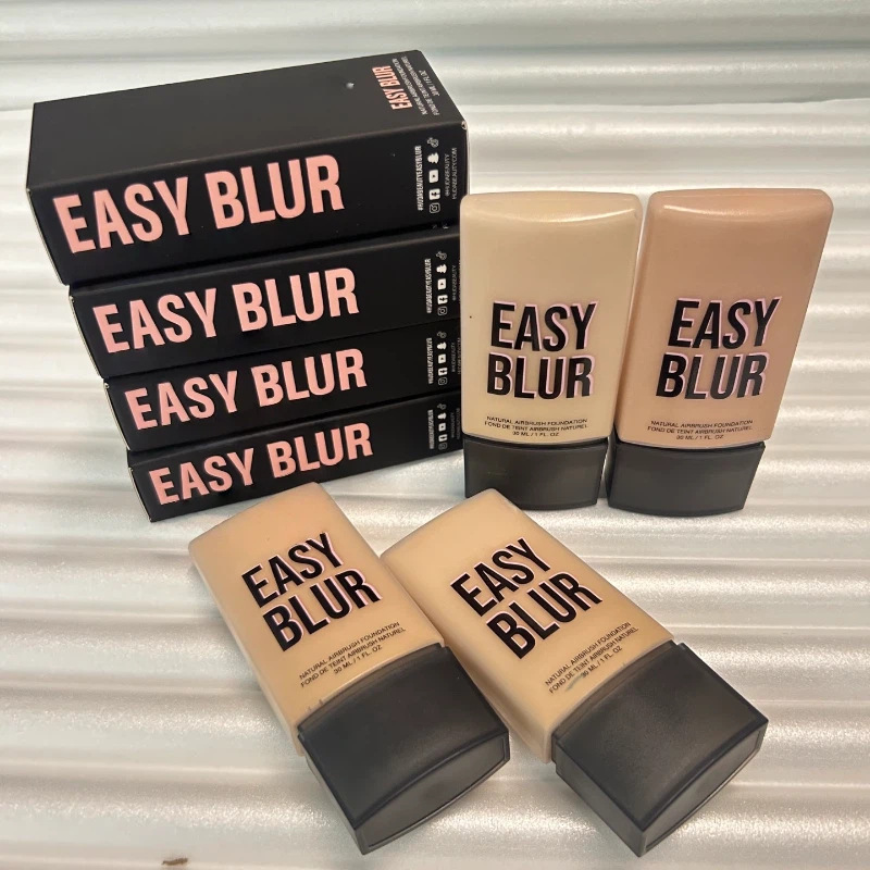 New Brand Huda Beauty Easy Blur Natural Airbrush Foundation Cream Long Lasting Oil Control Blurring Liquid Foundation Lightweight Full Coverage Base