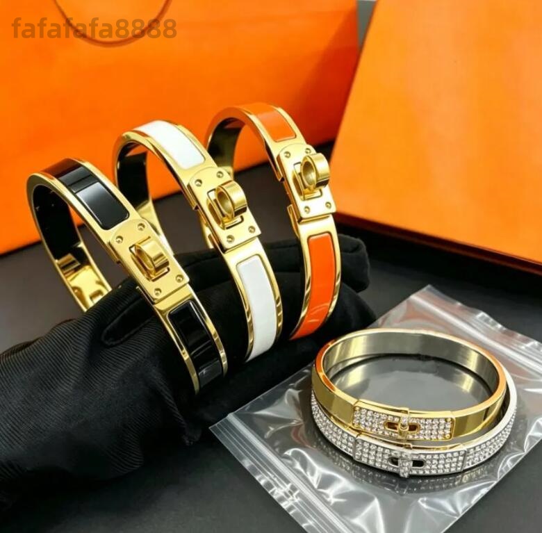 Designer bracelets lock bangle h bracelet designer for women 8mm enamel stainless steel luxury jewlery for women bracelet classical fashion black wh