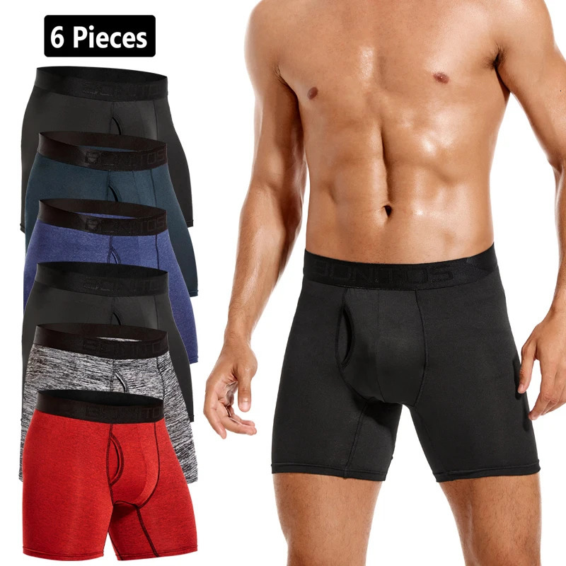 6pcs MediumLong Boxer Briefs Mens Panties Front Open Underwear Man Boxers Letter Elastic Waistband Men Underpants Long 260711banjia