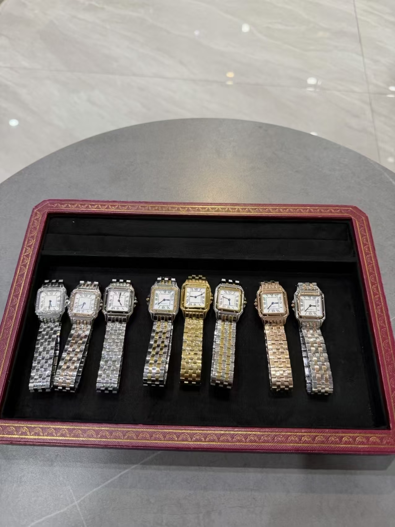 Luxury fashion his and her set vintage tank watches cheetah Diamond rectangle quartz watch stainless steel gift for couple girl women