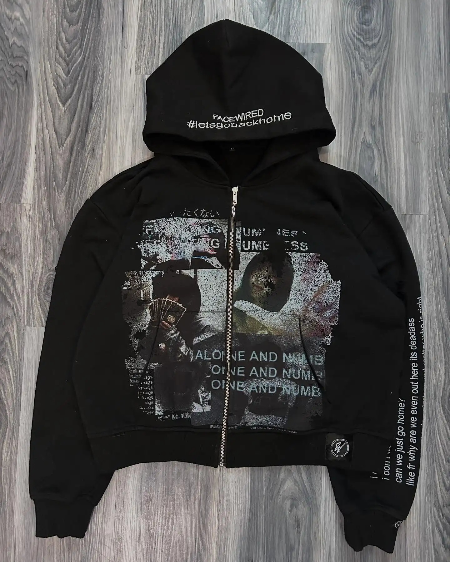 Harajuku Casual Letter Zip Oversized Hoodie Grunge Streetwear Gothic Sweatshirt Hoodie Tops Men Clothing Goth Y2k Clothes 260630BANJIA