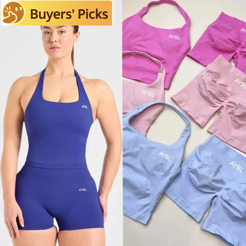 Active Sets AYBL Two Pieces Women's Sports Yoga Set Empower Seamless Short Top Bra Adapt Shorts Leggings