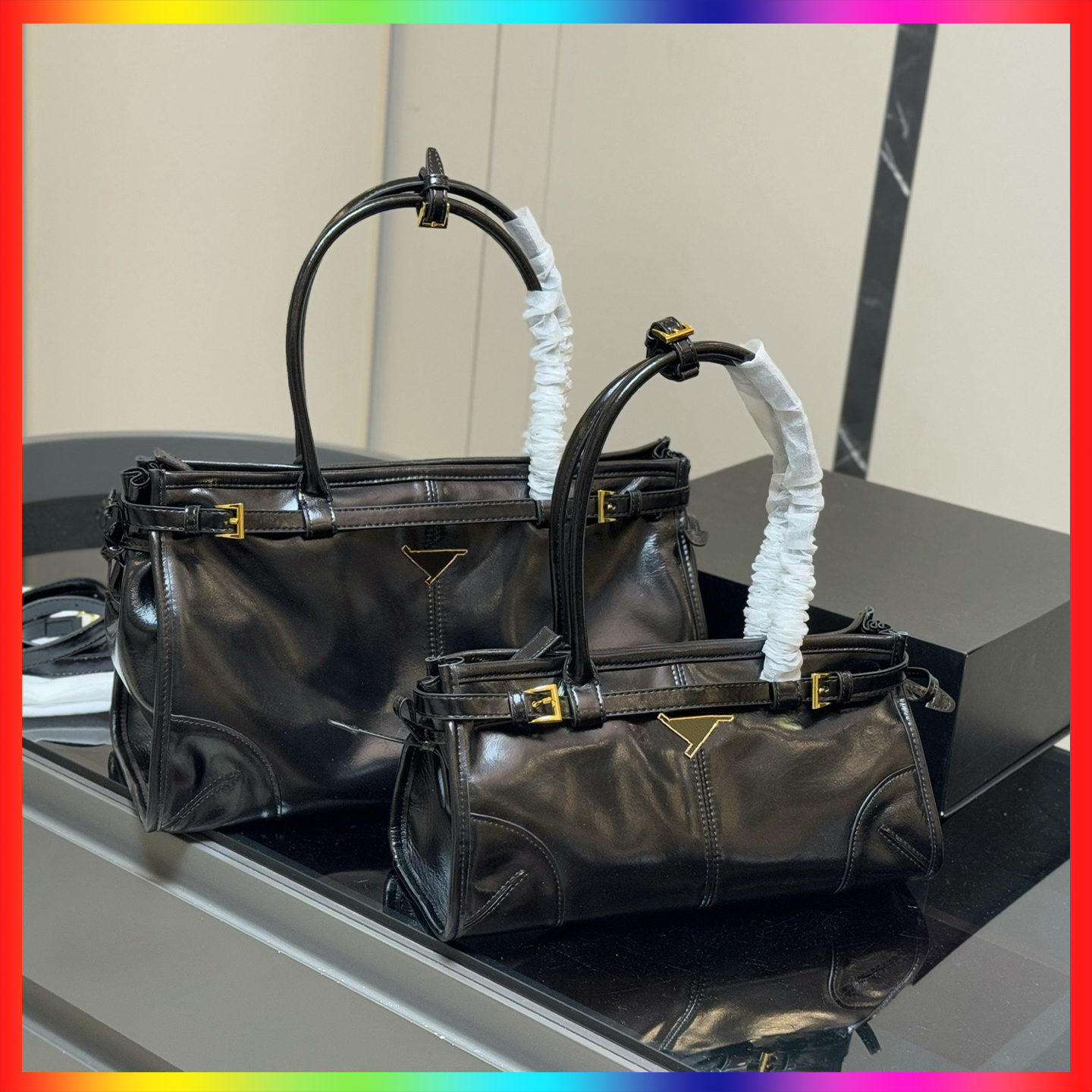 Luxury designer soft lux tote bag triangle symbol blingbling re nylon shoulder bag high quality cleo handbag hobo fashion underarm bag large capacit