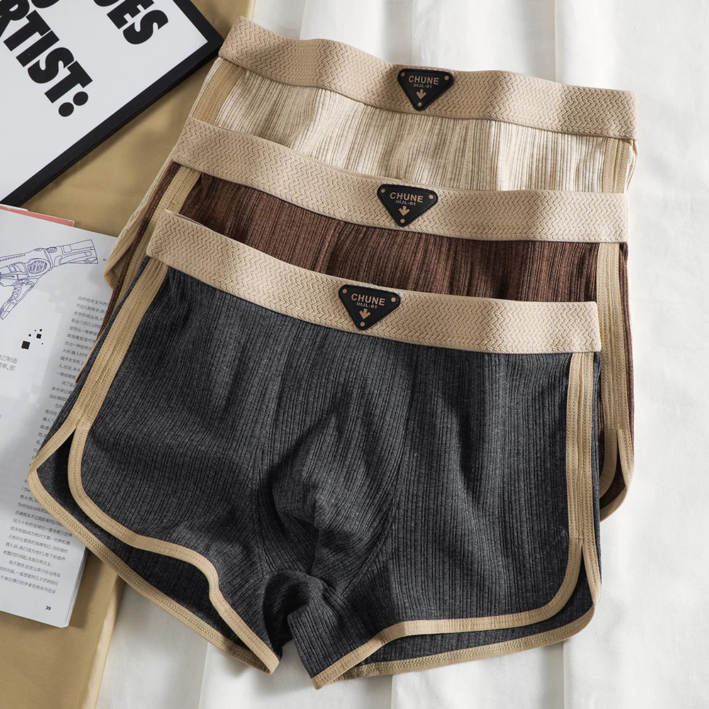 3PCSPack 100 Cotton Solid Striped Mens Panties For 40100kg Breathable Mesh Crotch Underpants High Elastic Waistband Boxers 260711banjia