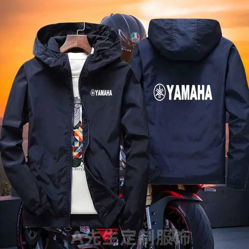 2026customized Yamaha motorcycle trench coat creative and personalized riding thin casual mens and womens zipper hooded jacket T260707