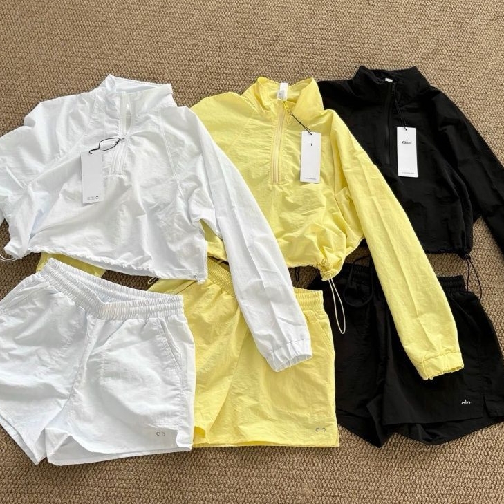 womens designer tracksuits yoga 2 piece set sweatsuit top windbreaker blouses shirt shorts sun protection half zip coat fashion gym outfit jogging c