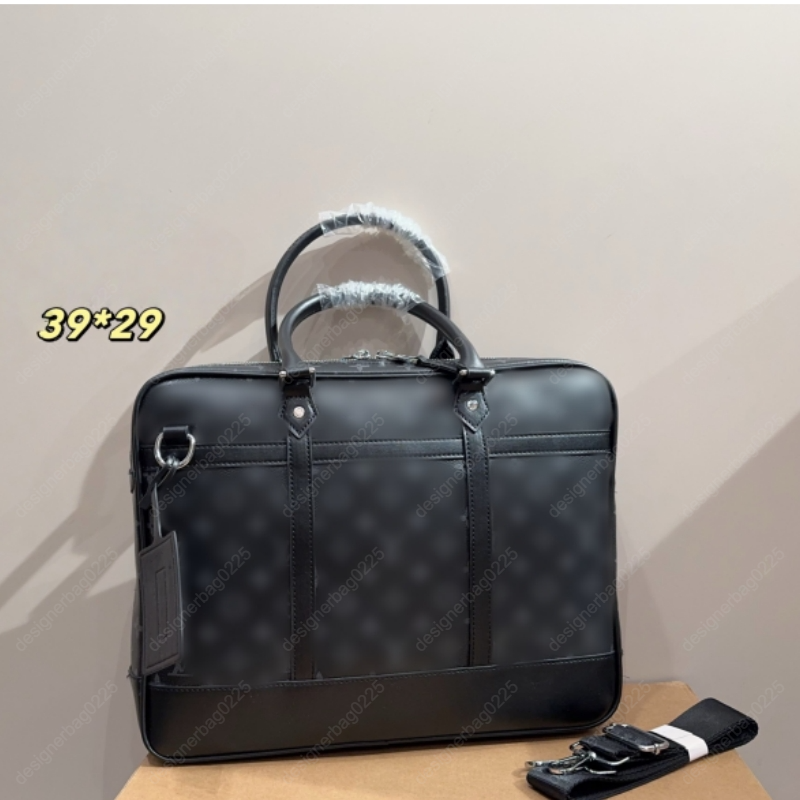 12A Men Business Briefcase One Shoulder bag tote Diagonal Handbag Computer Bag Genuine Leather Zipper Letter Canvas Interior Simple Casual Pocket So