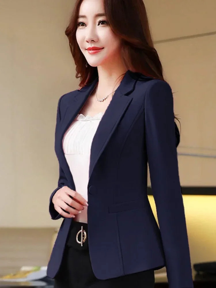 Korean Womens Fit and Tailored Blazer Jacket for Spring Autumn Office Lady OL Casual Business Suit Women Trendy Style 260708BANJIA