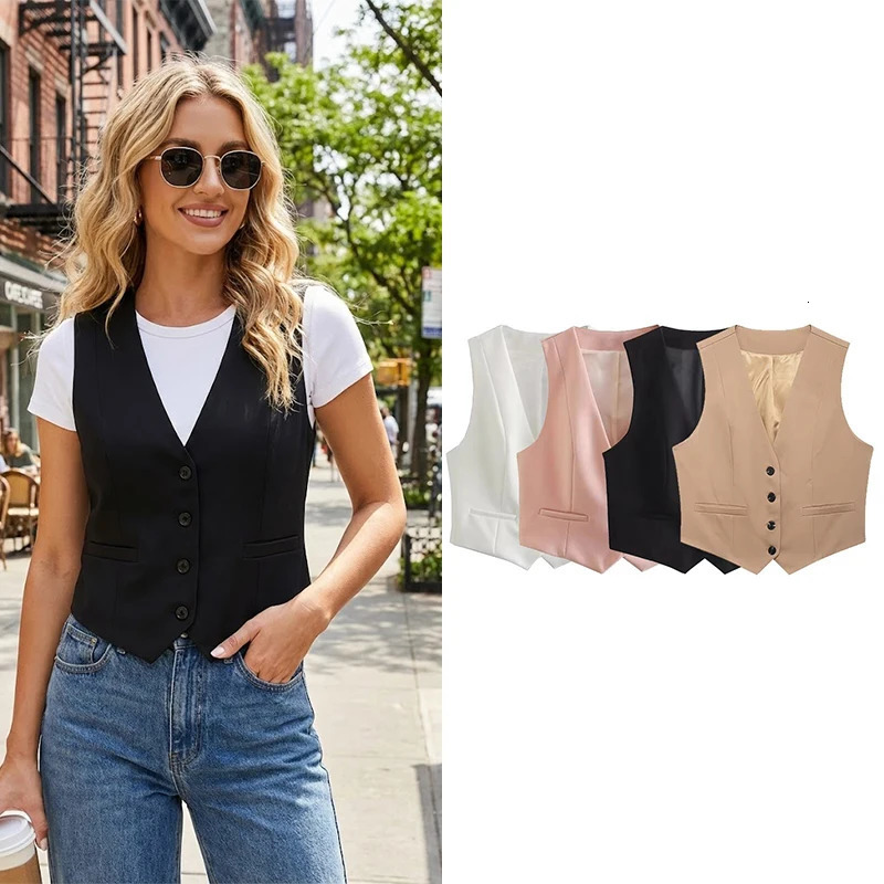Willshela Women Fashion Solid Single Breasted Waistcoats Vest Vintage Sleeveless Jackets Female Chic Lady Tank Tops 260711banjia