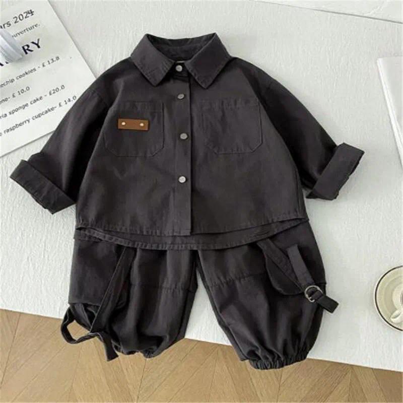 Designer Fashion Childrens Clothing Sets Spring Summer Boys Designers Long Sleeve Shirt Pants 2Pcs Suit Cotton Baby Letter Kids Baby Clothes baby L2