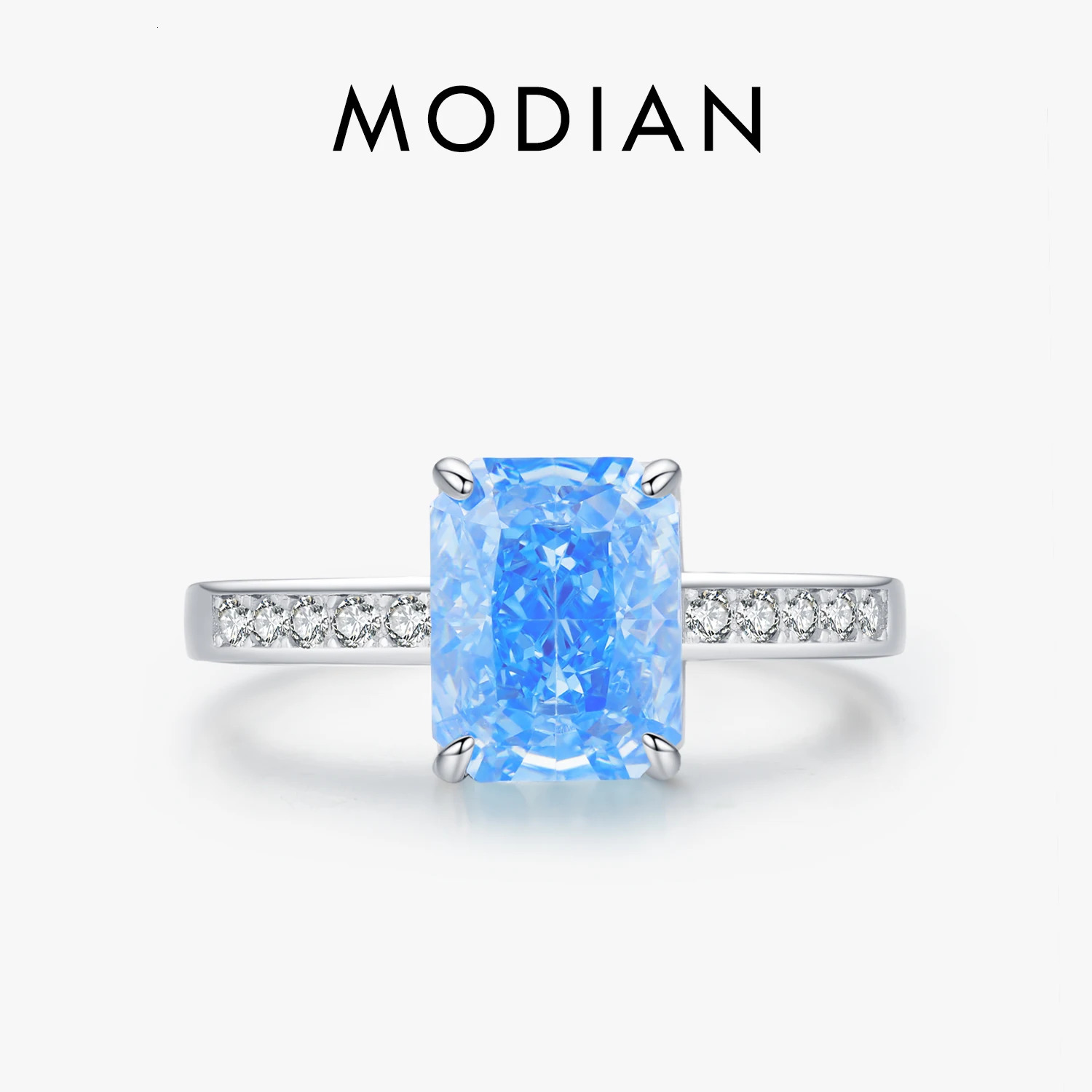 MODIAN 925 Sterling Silver y High Quality Rectangle Crushed Ice Cut Zirconia Ring Wedding Engagement Fine Jewelry For Women 260711BJ