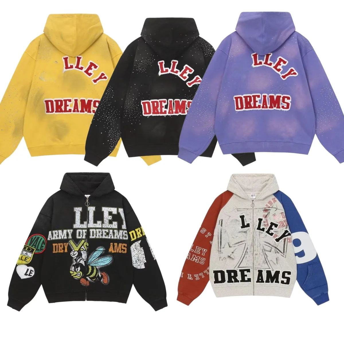 valley dreams tracksuits designer hoodie valley dreams hoodie sweatpans val zipper jacket tshirt mens hoodie retro figure print fashion loose hoodie
