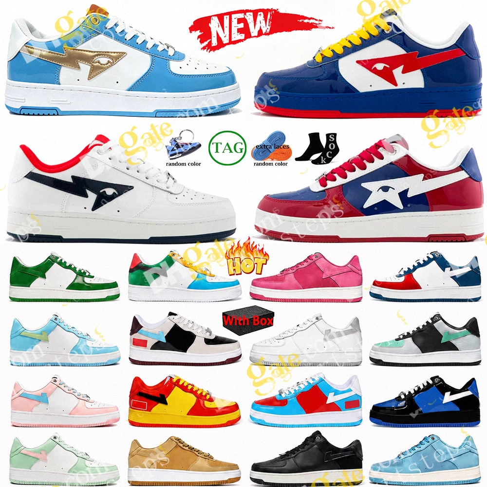 Popular designer trainer low shark mens shoe sta lace up stripe adjustable sneaker for man soft leather breathable summer spring fall shos Size 36-4
