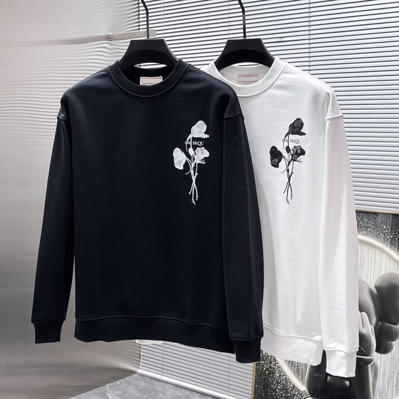 Branded Rose Versatile Crew Luxury Neck Sweatshirt Men American Sports Man Shirt Trendy Loose Fit Creative Design Print Long Sleeve Top Hoodies Pull