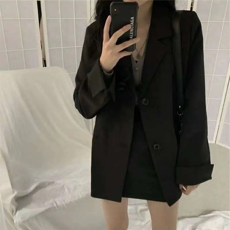 Women Spring Autumn Casual Office Lady Blazers Solid Notched Longsleeve Suit Female Fashionable Loose Button Jacket 260708BANJIA