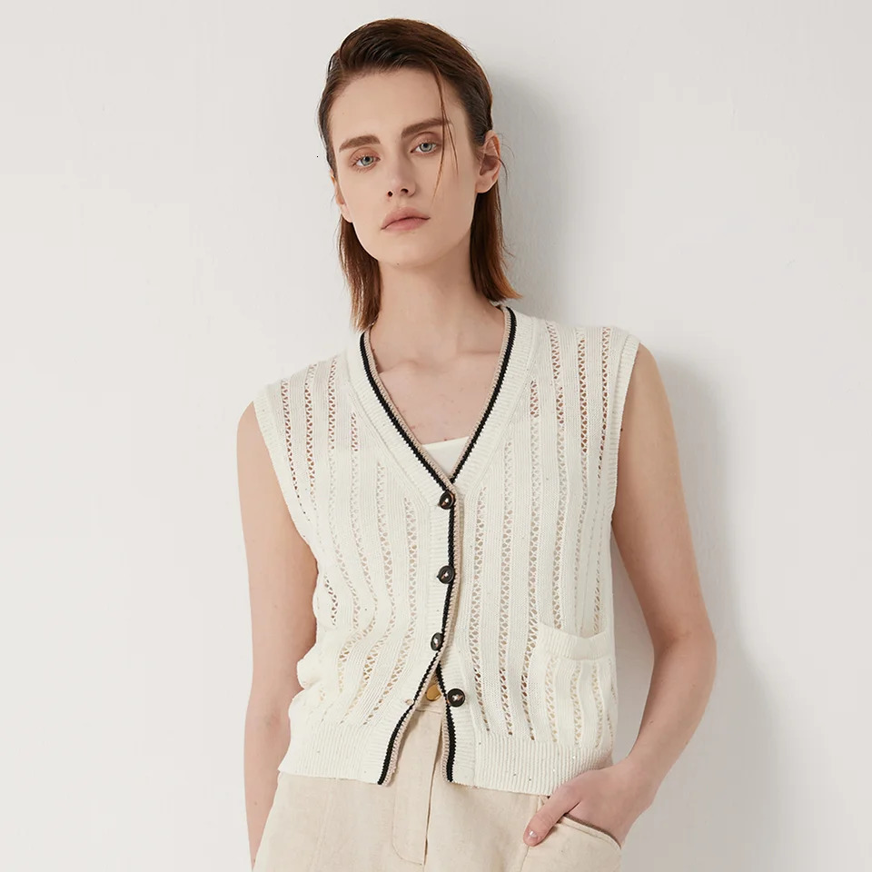 BC1175 Womens Long Sleeve Knitted Cardigan Vest 100 Linen Sweaters for Ladies Hollowing Out y Summer 260711banjia
