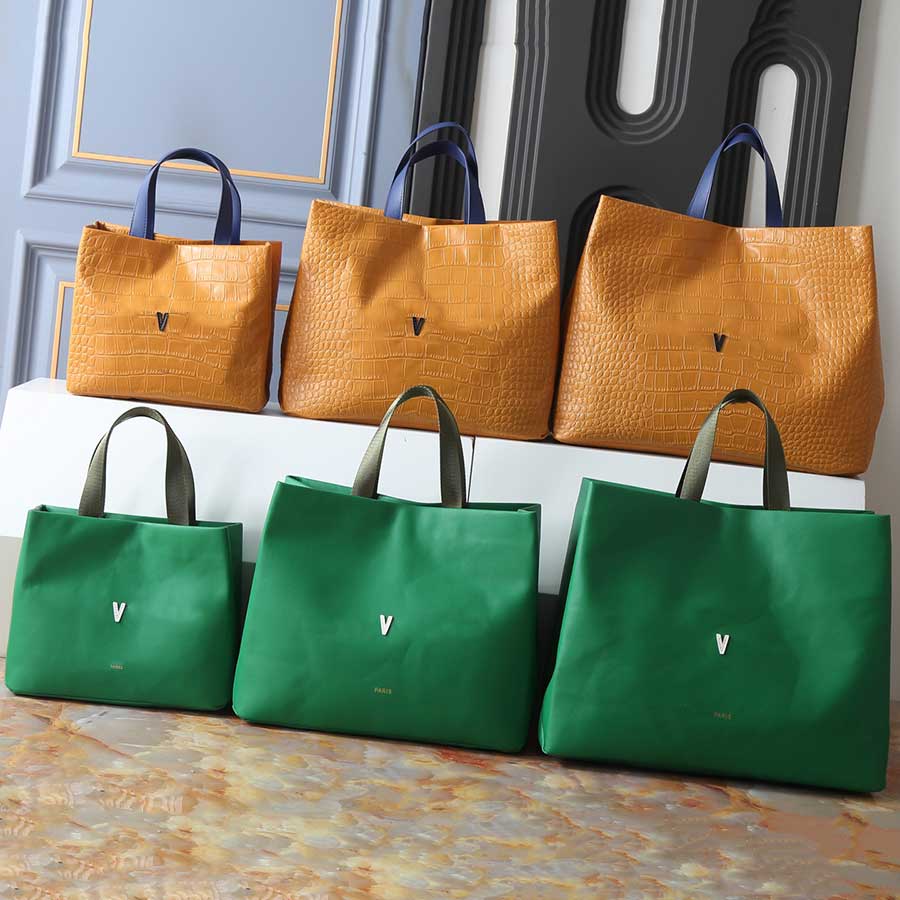 Sacs fourre-tout de luxe pour femmes 2 styles en cuir lisse/motif croco 3 tailles grand sac à bandoulière sac à main pour ordinateur portable sac