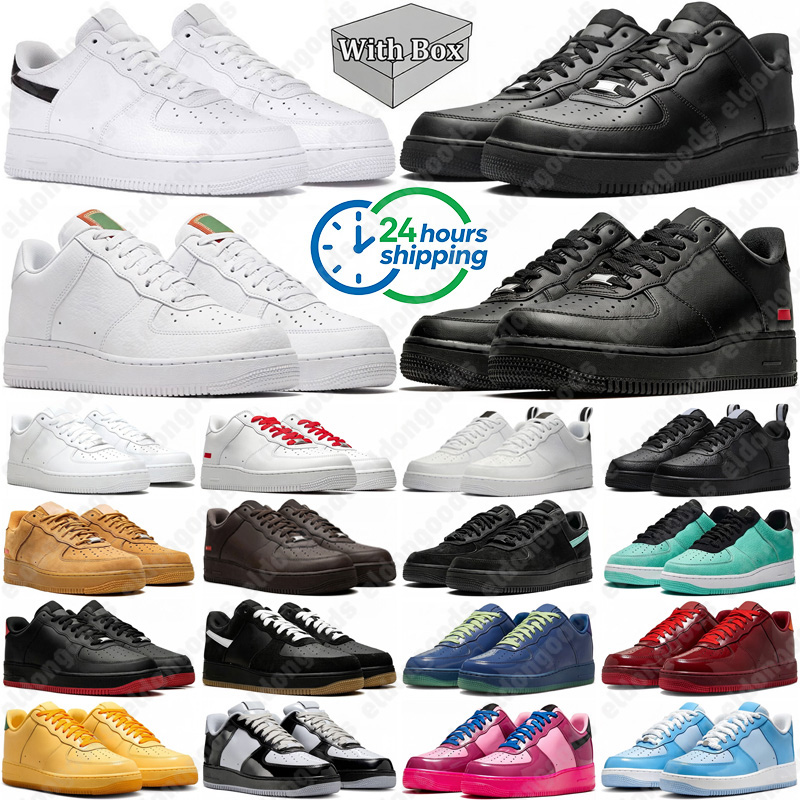 With Box Designer 1 running shoes men women one 1s low Triple White Supreme Black Mystic Navy Wheat High mens plate-forme sneakers outdoor trainer c