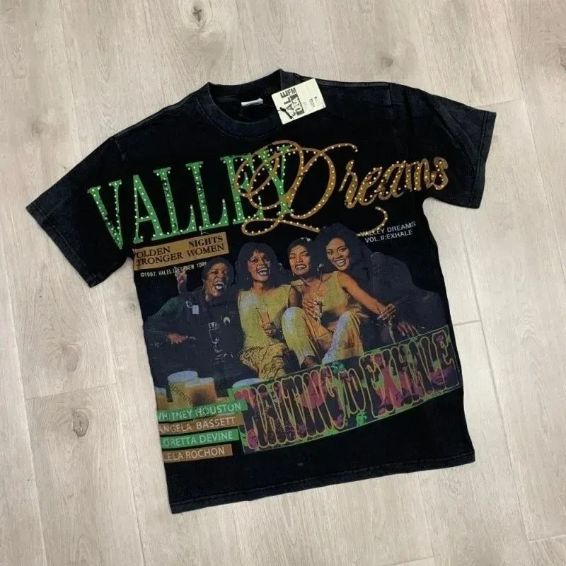 Valleys Dreams T Shirt Unisex Vintage Hip Hop Streetwear Y2k Tshirt Vintage Washed Gothic Graphic Tee Designer Vale Dream Shirts Oversized Men Women