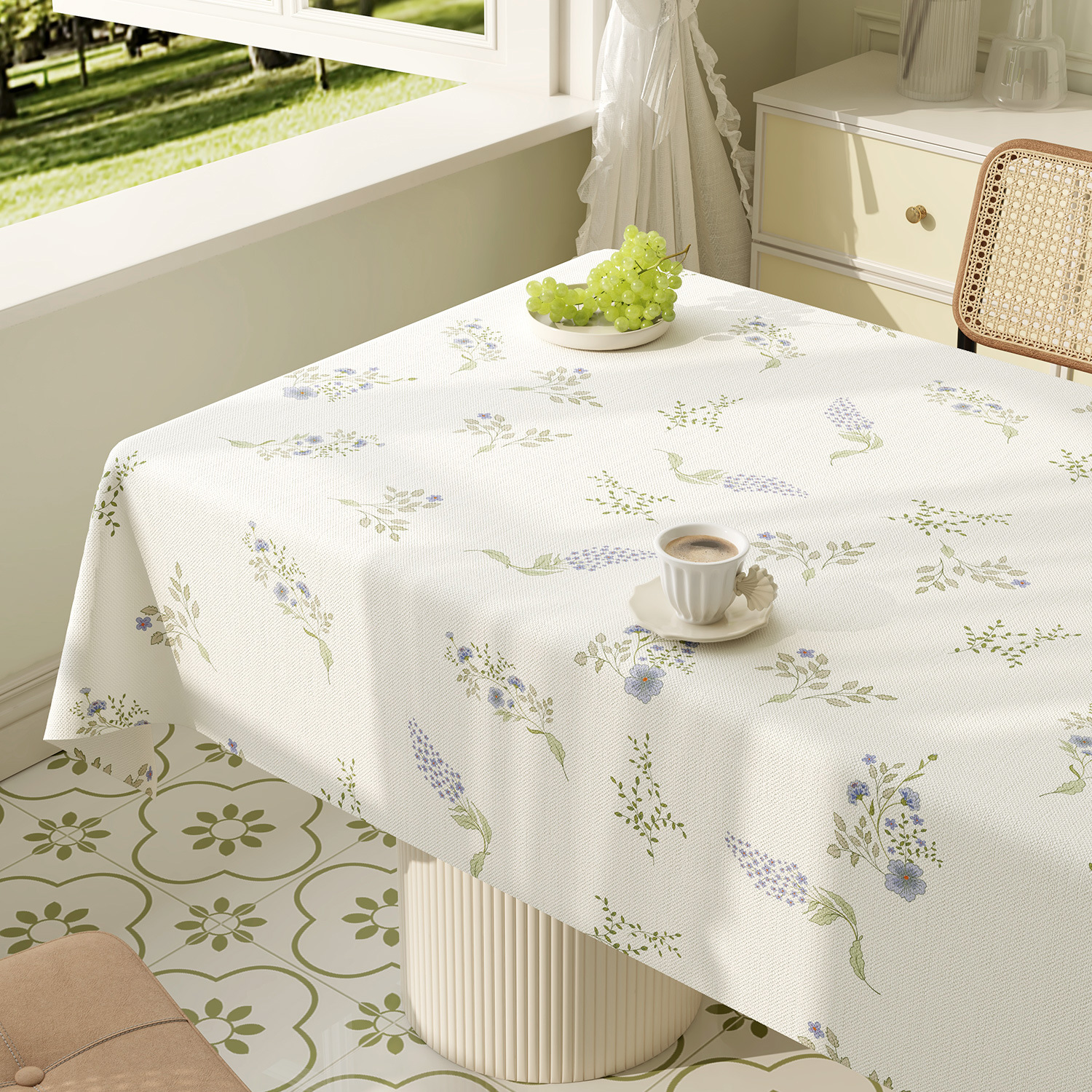 YL-38925 Custom Pastoral Style Spring Floral Tablecloth Waterproof, Oil-Proof, and Maintenance-Free; New Design Suitable for Dining and Coffee Table