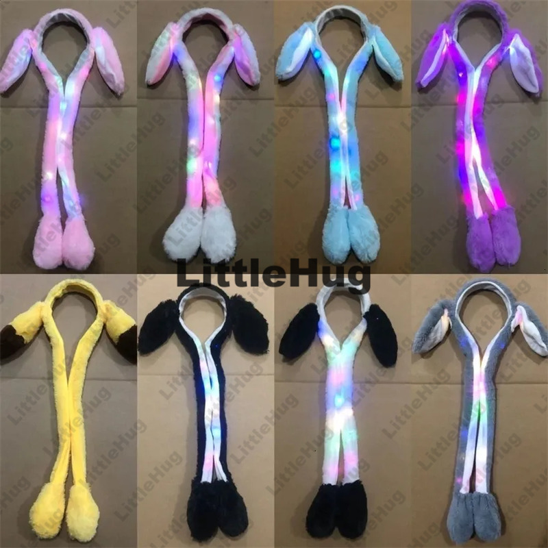 Led Rave 1Pc LED LXY91 Light Up Rabbit Headband With Moving Ears Luminous Kids Adult Christmas Gifts Bunny Long Plush Toy Hairhoop Party Props 23110
