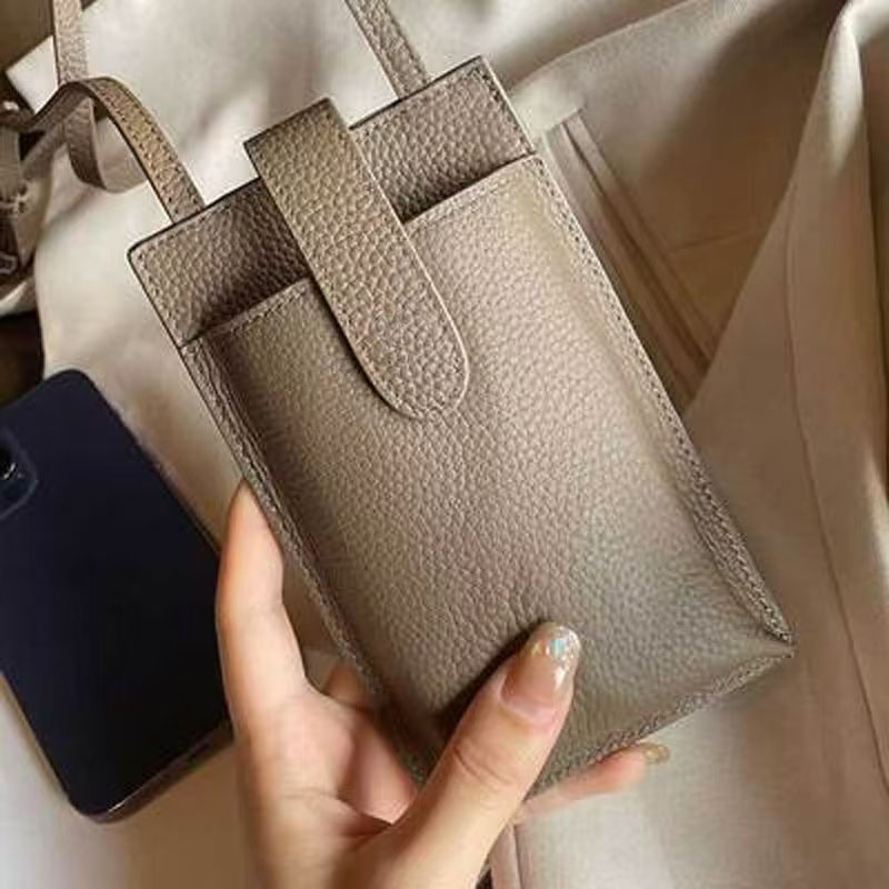 Universal Crossbody Designer Phone Bag Luxury Pebbled Genuine Cowhide Leather Adjustable Shoulder Strap Large Spacious Storage Pouch Card Holder