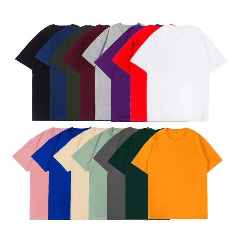 Designer Heavy Cotton Tshirt 7.76oz 100% Cotton Mens Womens Summer High Quality shirts Navy Blue Black Grey White Yellow Orange Red Green Solid Colo