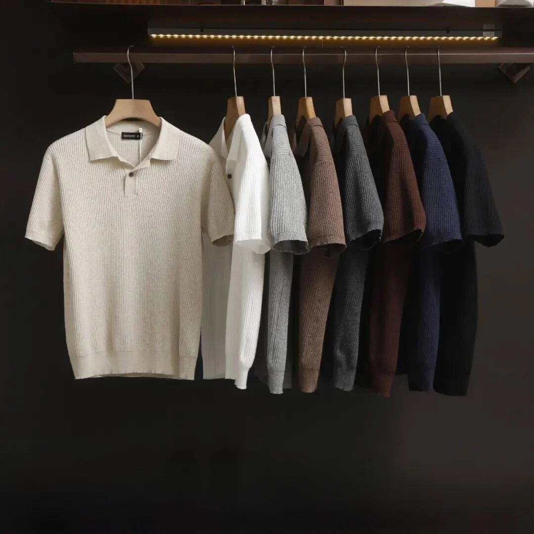 Spring Summer Style Short Sleeve Knitted Shirt One Button Collar Casual Versatile Fashionable Breathable Cotton Poly 260711banjia