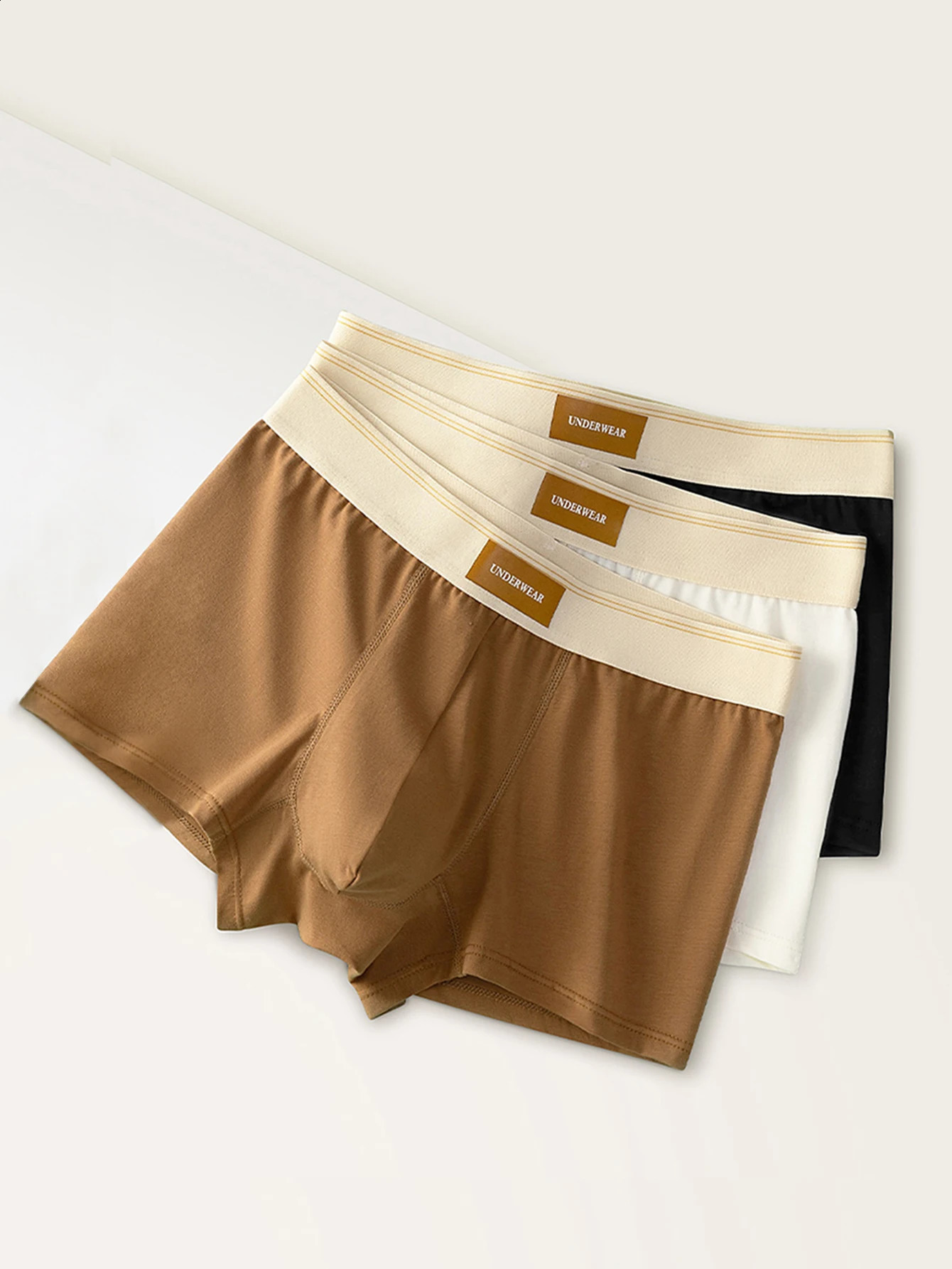 Mens underpants 3 pairs of personalized fashion solid color boxer shorts comfortable soft and nonmarking boys 260711banjia