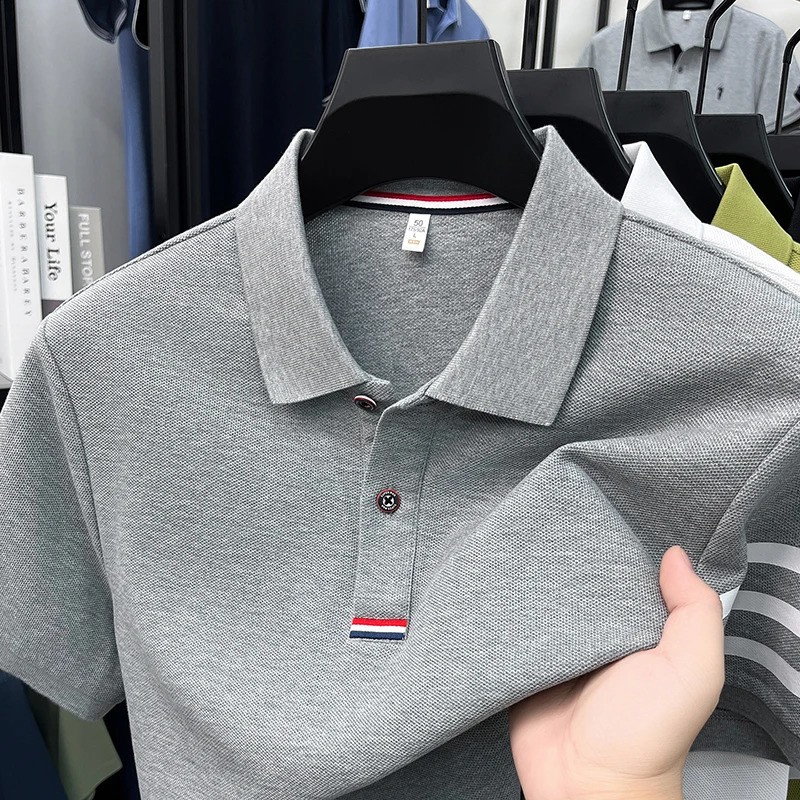 100 pure cotton short sleeve summer lapel breathable soft mens Tshirt highend business casual comfort polo shirt 260711banjia