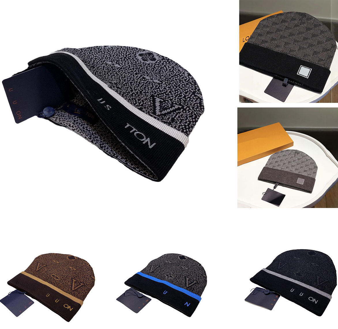 Mode tricoté L version officielle 11 Designer original Hommes Femmes Bonnet Caps 2023 Automne / Hiver Chaud Mon Monogramme Eclipse Chapeau