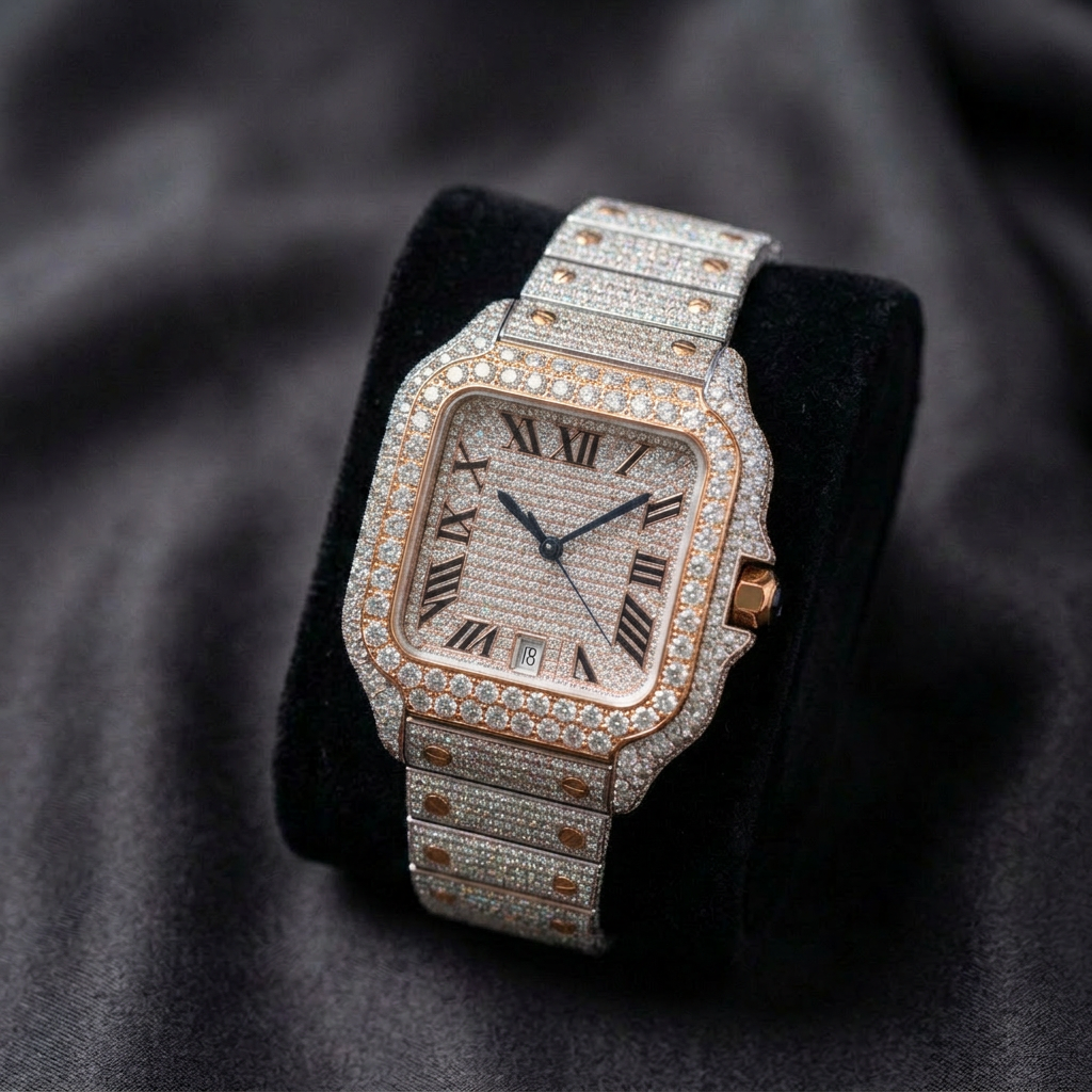 High quality Moissanite Watch Stainless Steel Waterproof Design Elegant Iced Out Dial Fashion Jewelry Gift Free delivery 9bf