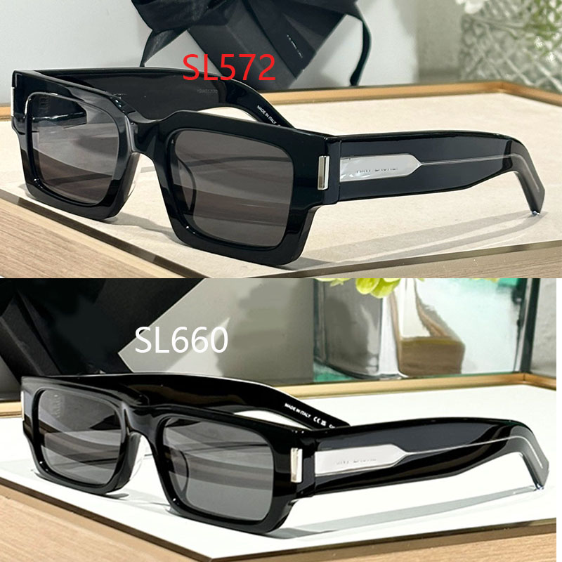 Women Men Designer Square Sunglasses SL572 SL660 Mirror Quality Black Acetate Frame SQUARE SUN GLASSES Outdoor Leisure Daily Wear Protection Multifu