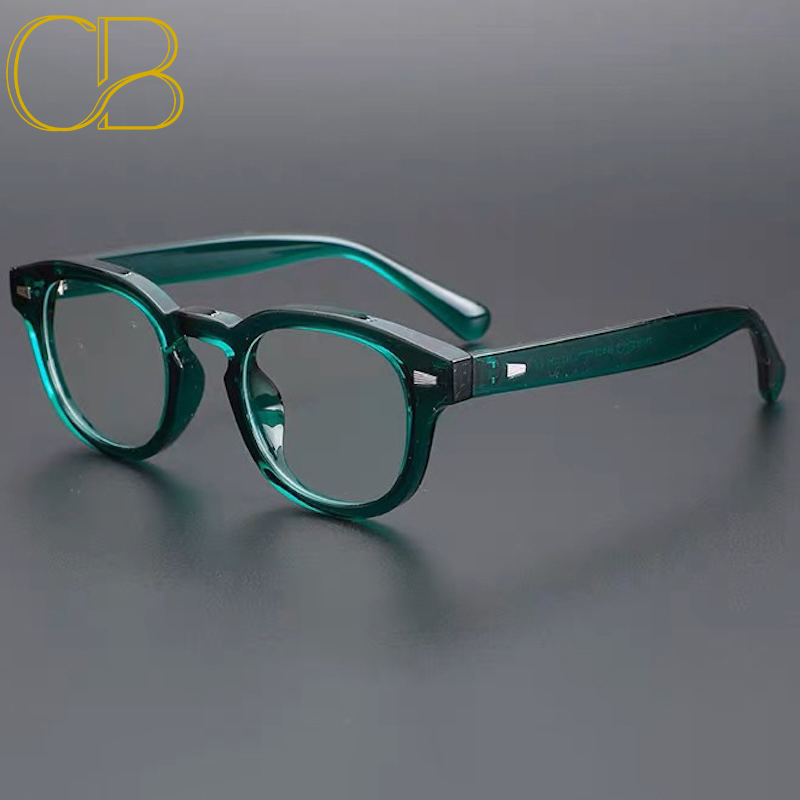 Lunettes Anti-lumière bleue Johnny Depp mode lecture classique hommes marque de luxe Rivets vert rond optique ordinateur bloquant les lentilles T