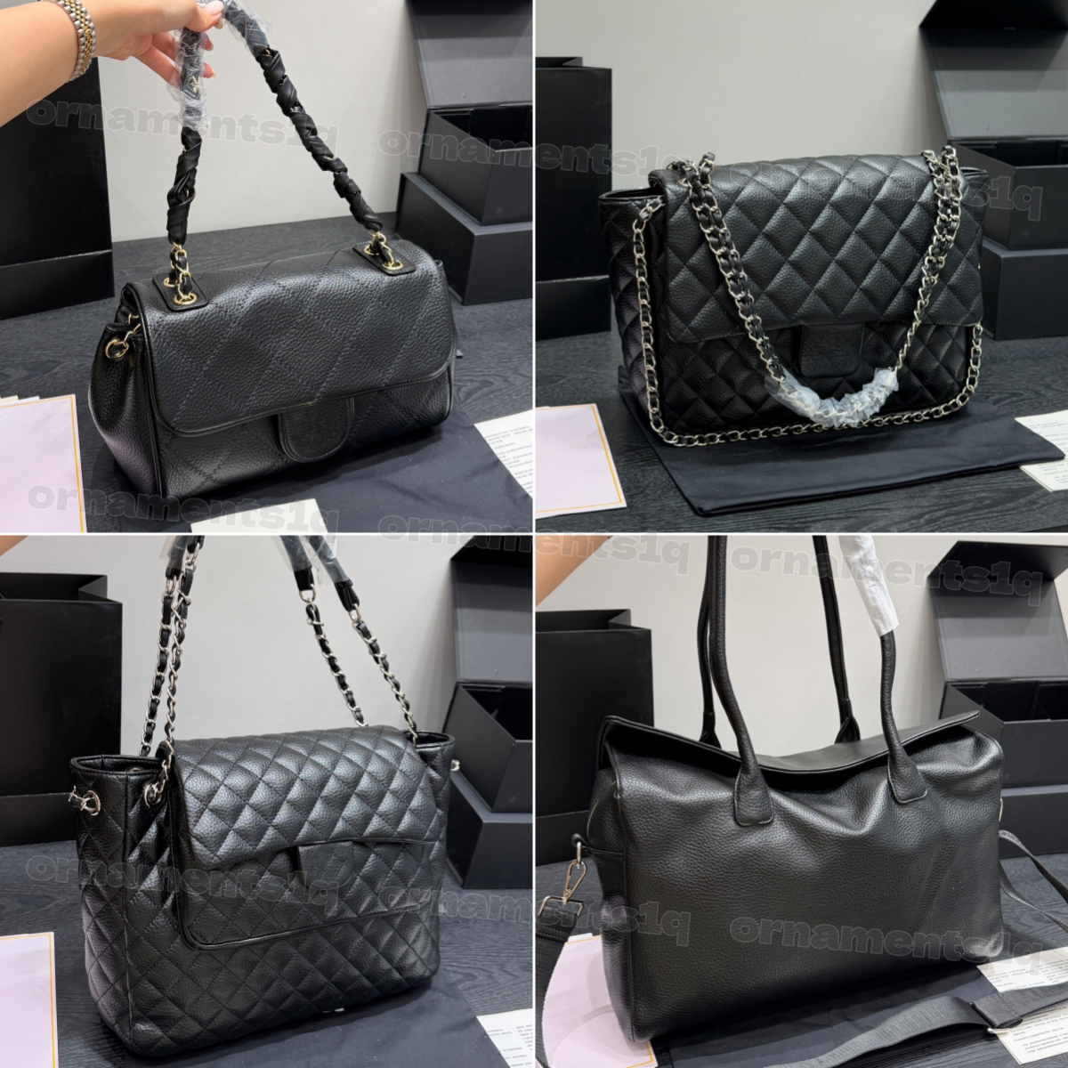 Women Classic Diamond Quilted Cowhide Leather Handbag Multi Size Multi Style Chain Shoulder Crossbody Bag Large Capacity Commuter Tote Purse