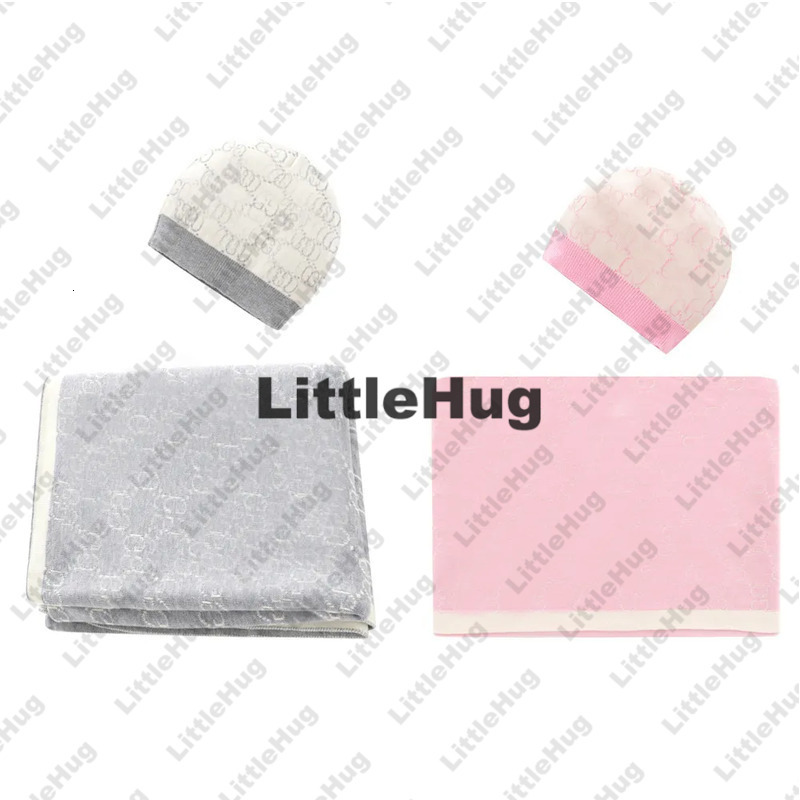 Baby Cotton Blankets Hat Set Boy Girl Children Luxury Letter Knitted Jacquard Kids Designer LXY91 Car Air Conditioner Blanket Hug Quilt Swaddling 12